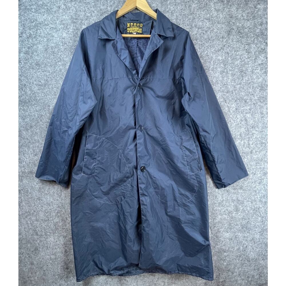 Vintage NESCO Sportswear Raincoat Mens 40 Large Blue Featherweight Jacket‎